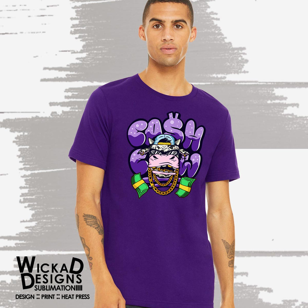 Cash Cow (Purple) Short Sleeve T-Shirt